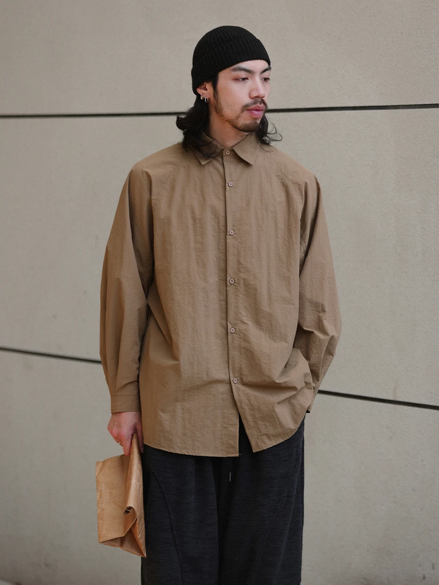 

Японская ретро-рубашка Noears цвета хаки с длинным рукавом, свободного кроя, с квадратным воротником и подплечниками, в стиле боевых искусств, для осеннего сезона