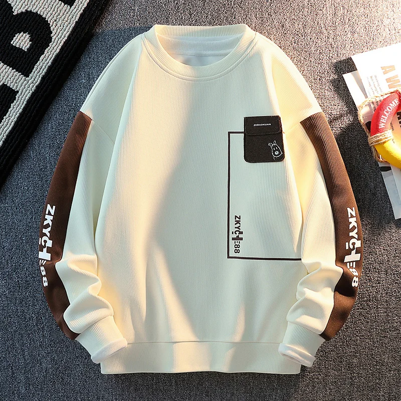 

Мужской повседневный свитшот с длинным рукавом и круглым вырезом, весна-осень-зима, новинка, плотный, модный, брендовый, свободный крой, полиэстер