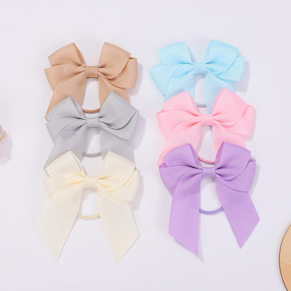 2pcs Girls Pretty Cheer Up Hair Band Lovely Ribbon Bowknot Double Ponytail Support Hair Accessories for Kids Boutique Headwear