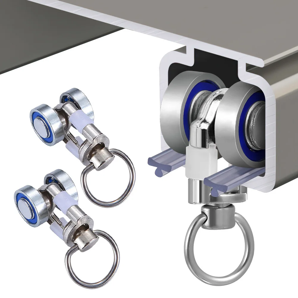 8 قطعة تحمل الأسطوانة المعدنية لمسار الستارة السلس انزلاق عجلة استبدال عربة بكرة الستار تركيبات الملحقات #6