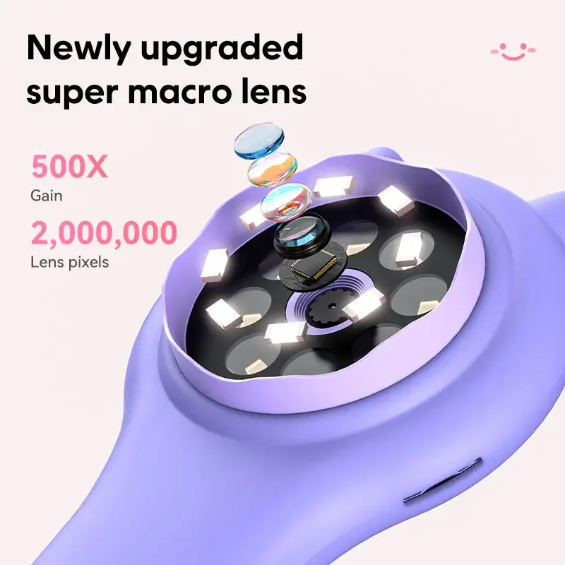 Kids Microscope Portable Handheld Magnifying Digital Microscope for Children Educational Science Toys Christmas Birthday Gifts