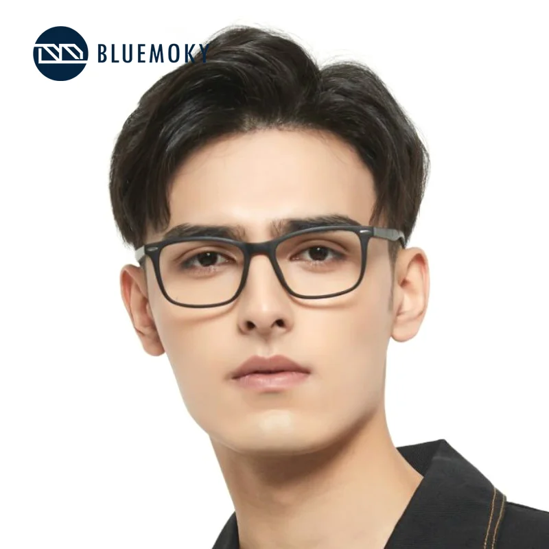 

BLUEMOKY Man Blue Light Blocking Glasses Square Plastic Frame for Screen Time Optical Eyewear Men Degree Reading