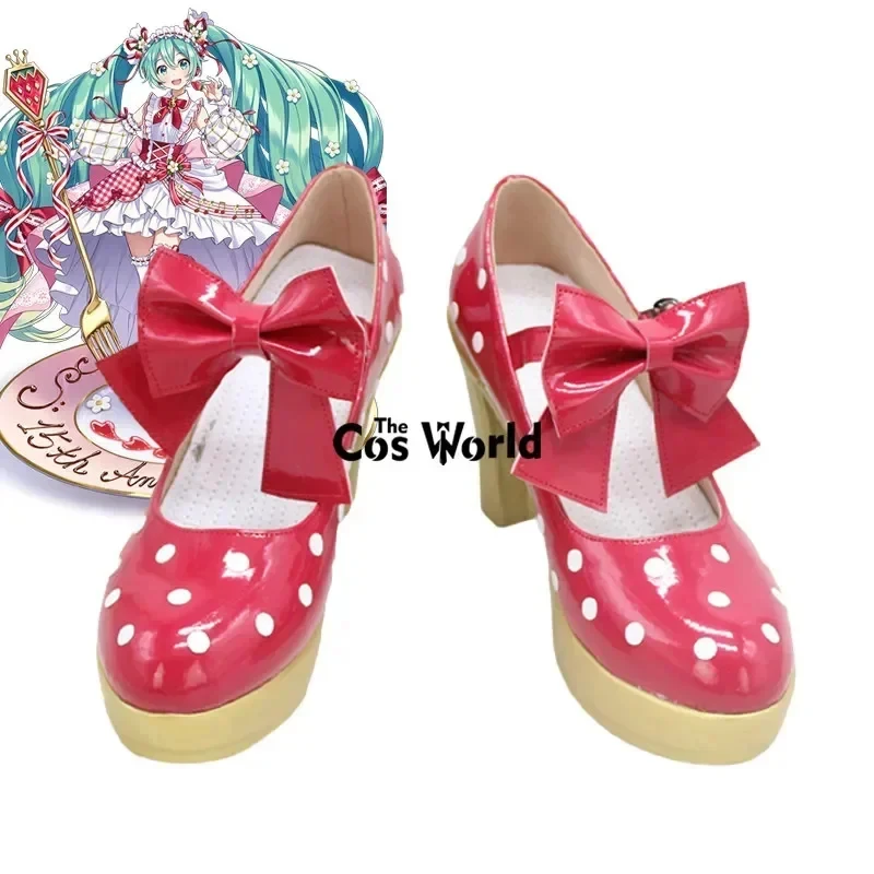 

ABC123Miku 15th Anniversary Strawberry Anime Customize Cosplay High Heels Shoesb;6'j,k.9;a