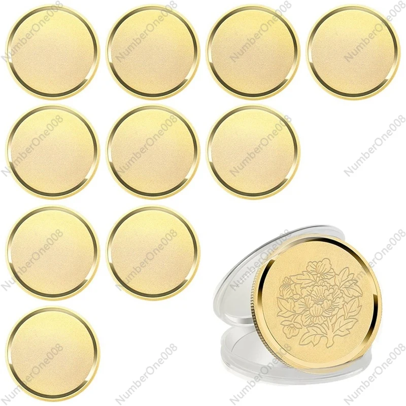 10Pcs Brass Laser Engraving Blanks Blank Challenge Frosted Coin Kit With Acrylic Protection Box - 40Mm For DIY Crafts Set