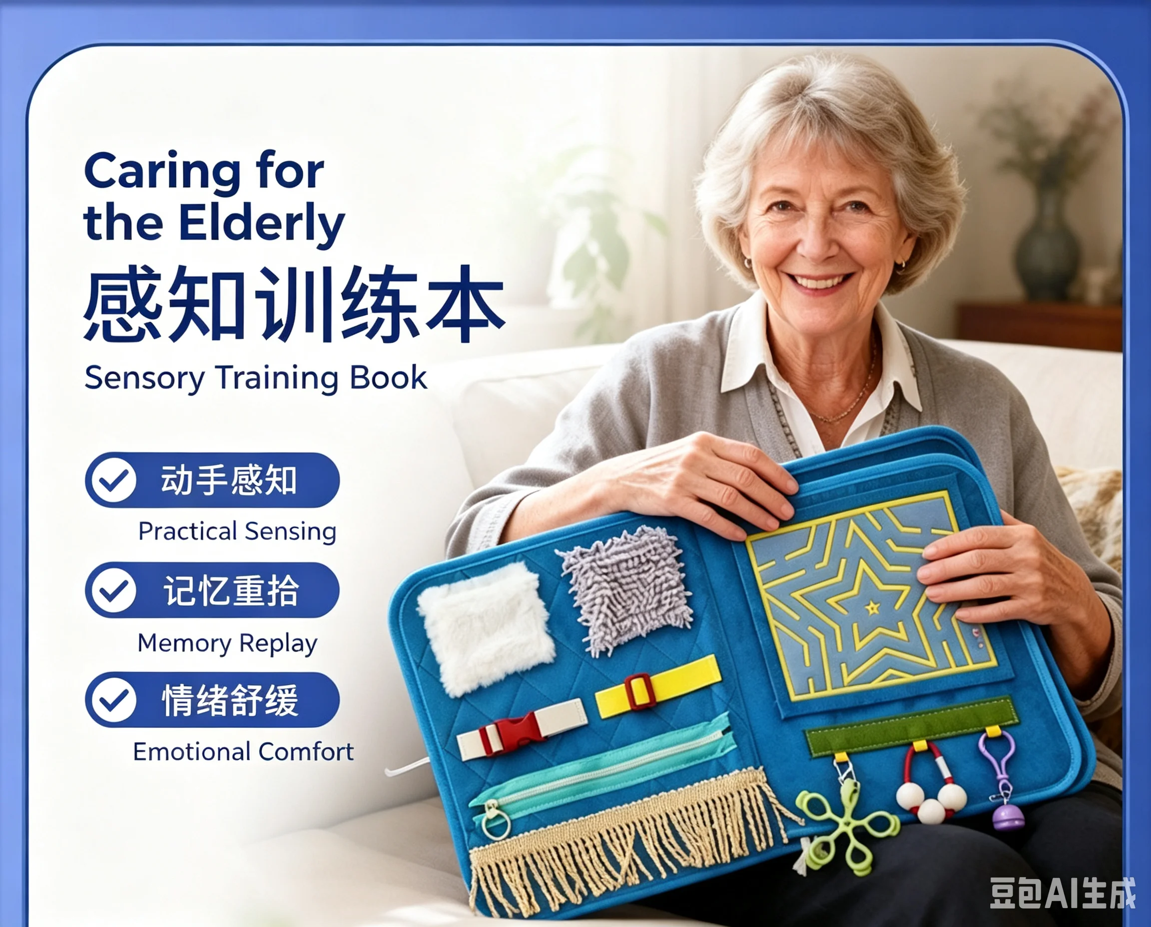Sensory Blanket  Elderly Dementia Alzheimer Tactile Training Sensory Mat Calming Anxiety Relief Senior Care Activity Pad