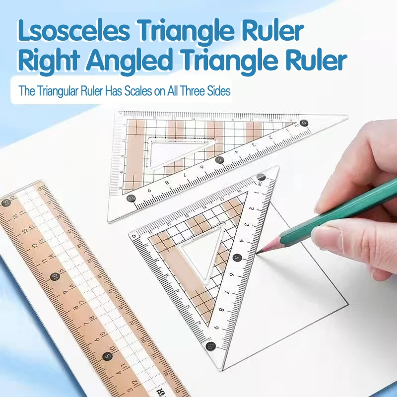 8-Piece Set of Measuring Rules for Students Including Compass Measuring Angle Ruler Triangular Ruler Measuring and Drawing Compl
