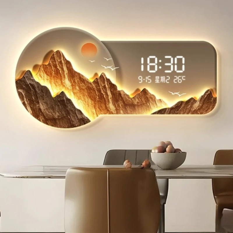 Minimalist Living Room Wall Clock LED Perpetual Calendar Quartz Clock Mural Restaurant Digital Clock Watch Home Decor Items