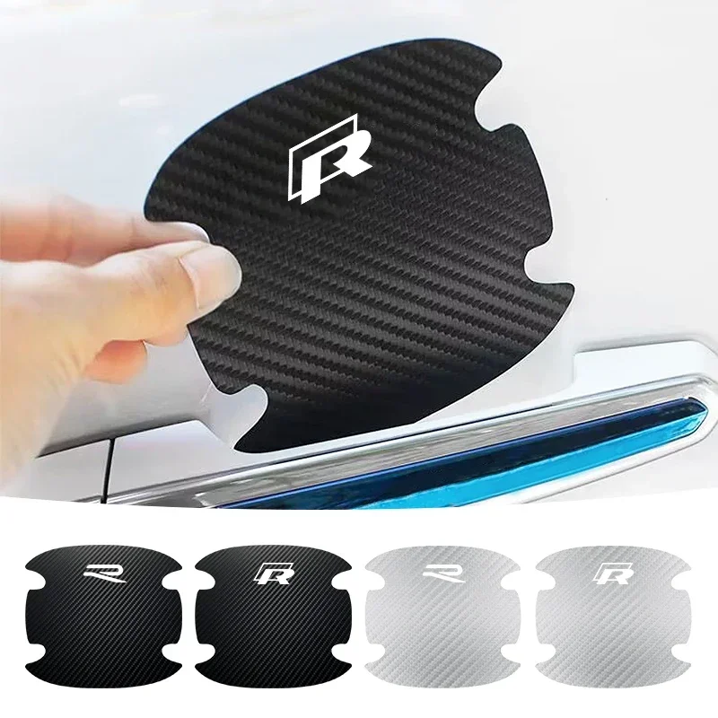 

4pc Carbon Fiber Car Door Bowl Handle Anti-Scratches Sticker For Volkswagen Tiguan Bora POLO PASSAT CC Touran GOLF Jetta Arteon