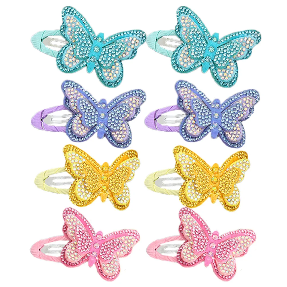 8Pcs Hair Clips Butterfly Shape Cute Lightweight Snap Hairpins Girls Hair Accessories for Birthday Wedding Prom Daily Use