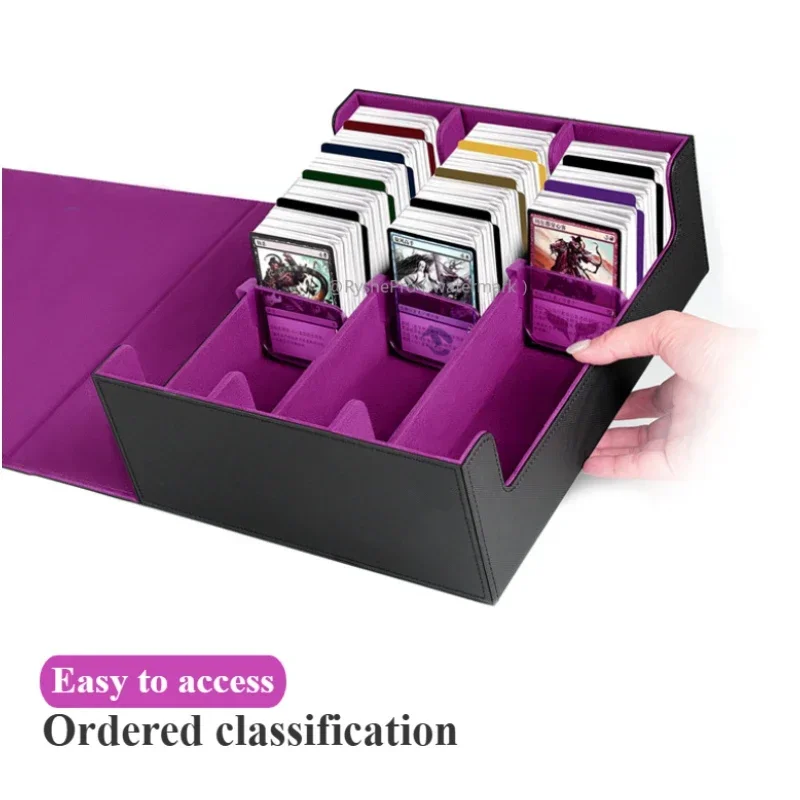 Caja de almacenamiento de tarjetas para más de 2800 tarjetas comerciales con soportes de tarjetas dedicados, pestañas divisorias de 24 colores, compatible con estuche para tarjetas deportivas Magic Game