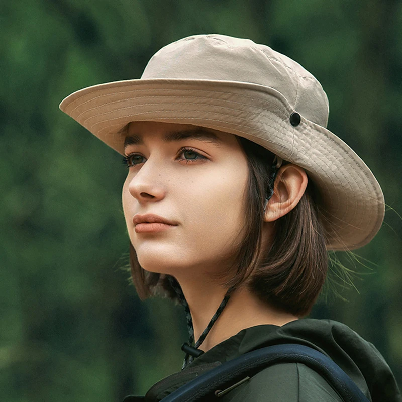 Summer Hat Women Men Fisherman Sunscreen Wide Brim String Cap Beach Accessory For Outdoor Camping Climbing Hiking Holiday