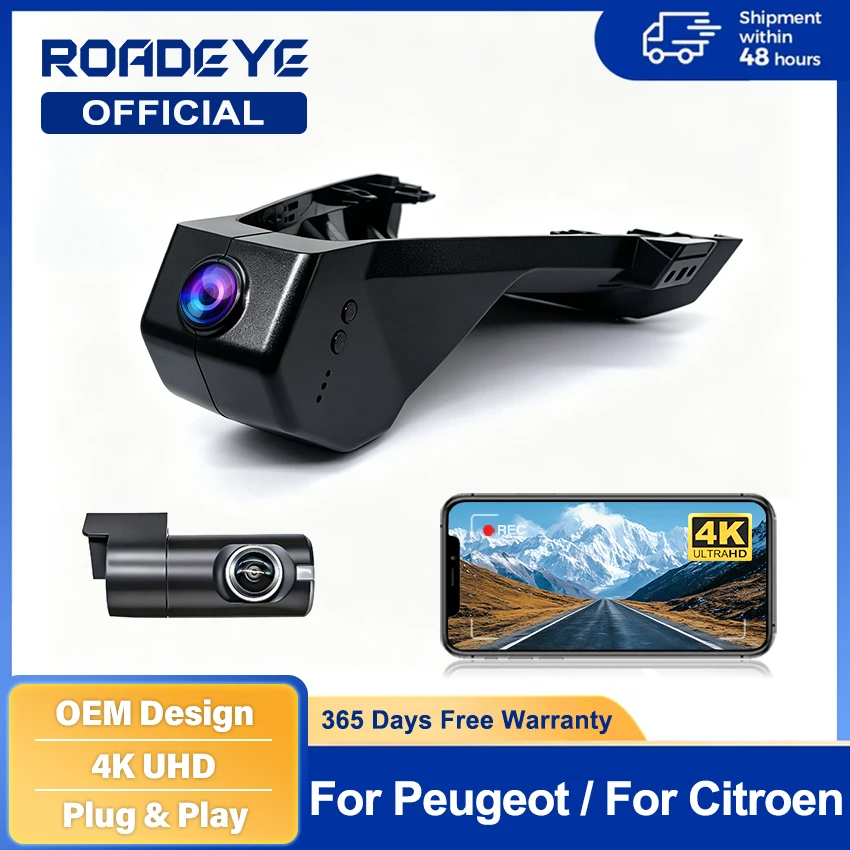 4K HD 2160P Plug And Play Dashcam Wifi Car DVR Video Recorder For Peugeot 3008 Allure 4008 5008 GT DS7 CROSSBACK Citroen C5 X7
