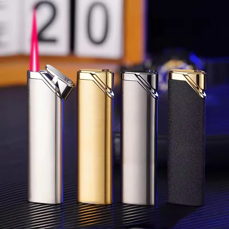 New Mini Red Flame Butane Gas Lighter Portable Outdoor Windproof Metal Lighter Cigarette Accessories Lighter Gift