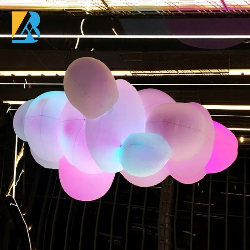 Custom Made Cloud Theme Party Giant Inflatable Lights Clouds for Marriage Stage Decoration Toys