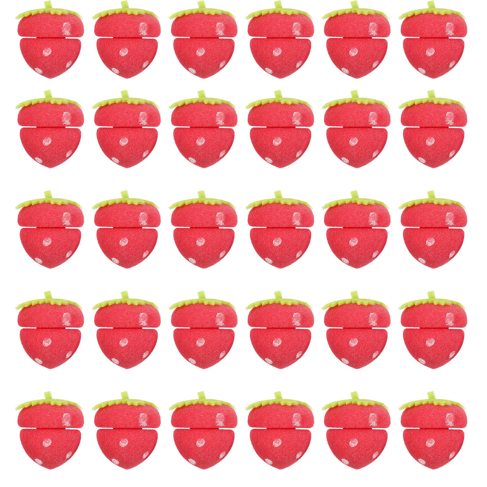 

30Pcs Strawberry Shape Curlers Sponge Rollers for Comfortable Overnight Use Gentle Styling for Long Short Hair