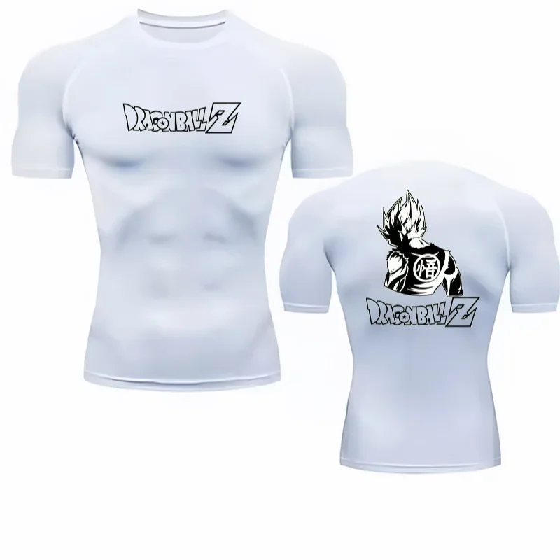 Anime Dragon Ball Z Goku 3D-Druck Unisex Schnelltrocknendes Atmungsaktives Kompressions-T-Shirt Kurzarm Fitness-Workout-Oberteil – Detail 4