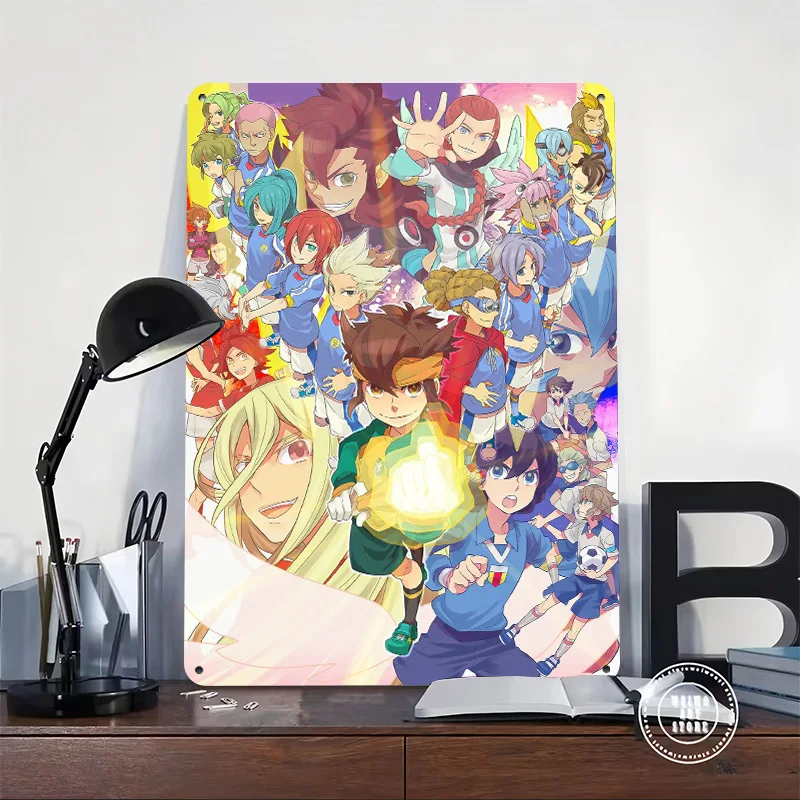 Inazuma Eleven 3D Printed Texture Poster Personalized Wall Art Retro Metal Tin Signs for Room Decorating Interior Office Decor