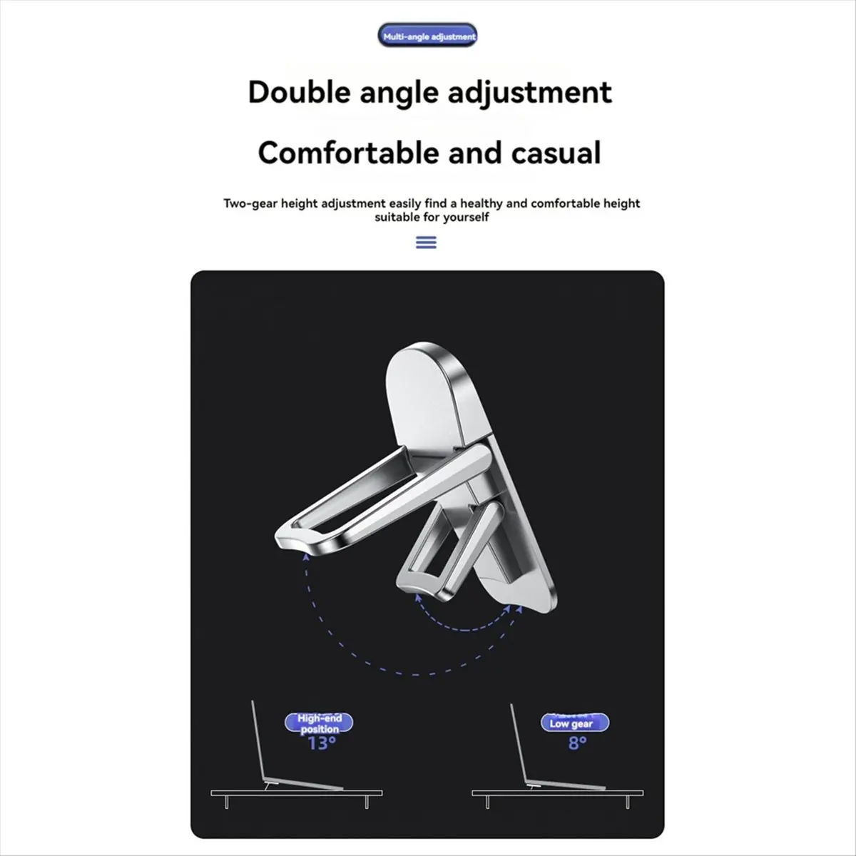 Stable- Mini Laptop Stand Portable Cooler Elevated Stand Foldable Invisible Laptop Riser for Laptops/Tablets/Keyboard Black