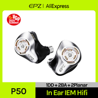 EPZ P50 1DD+2BA+2Planar Hybrid Drivers HiFi IEM 3.5/4.4  Replaceable Plug 6N Single Crystal Copper Silver-Plated Earphone Cable
