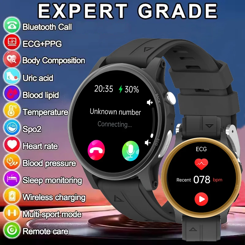 

GEJIAN Health Smart Watch ECG AI Assistant Heart Rate Blood Oxygen Blood Pressure Monitoring Bluetooth Call IP67 Smartwatches