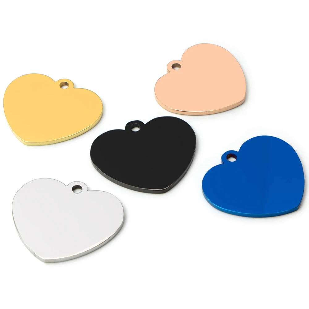 20PCS Heart-shaped Stainless Steel Dog ID Tag Pet Nameplate Pendant Custom Personality Engraved Cat Identity Necklace Accessorie