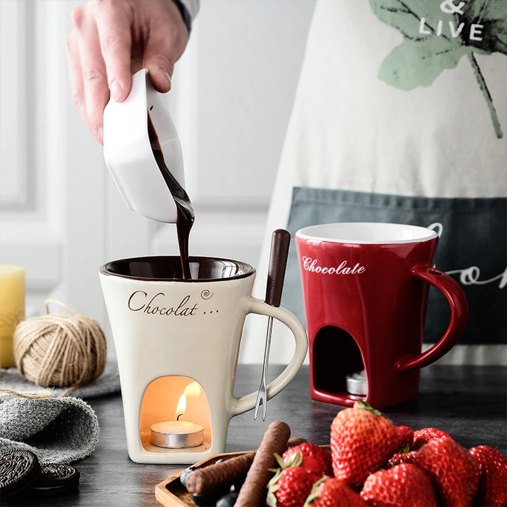 

Fondue Pots Fondue Mug Set Personal Mini Chocolate Cheese Ice Cream Fondue Maker Kit Individual Butter Melter Cup Small Warmer