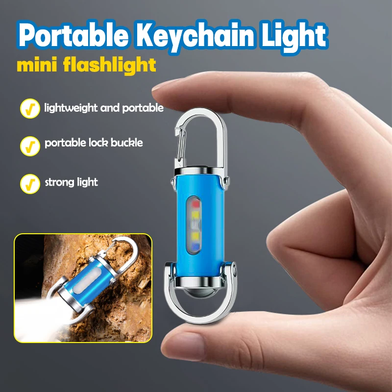 多機能防水ミニLED懐中電灯 - ハイキング、キャンプ用高輝度ビーム付きUSB充電式キーホルダースポットライト