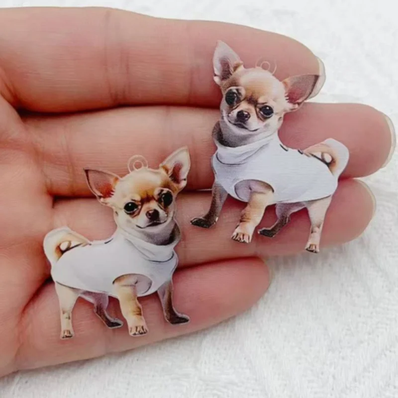 10 pieces of resin cartoon small dog animal pendant bracelet necklace earrings DIY jewelry making accessories view 2