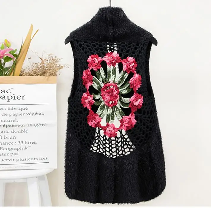 Sleeveless Women Crochet Sweaters Lady Hollow Out Flower Sweaters Femme Knitted Vest Women Sleeveless Cardigans