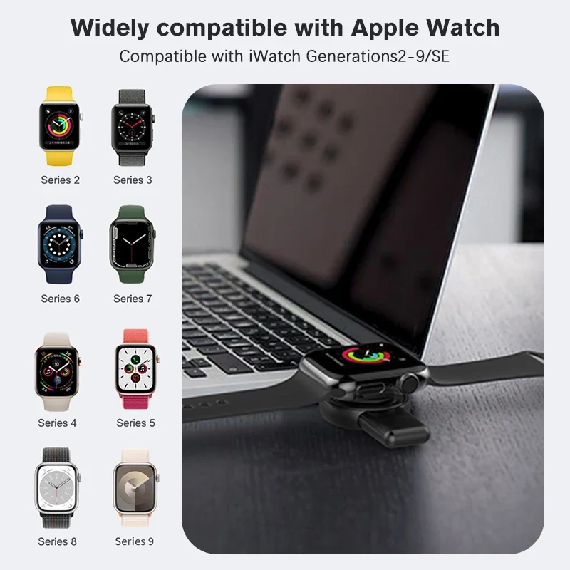 Magnetic Watch 2 in 1 Wireless Charger for Apple Watch 9 8 7 6 5 4 3 SE Samsung Galaxy 6/5/4Pro/4/3 Active Fast Charging Station
