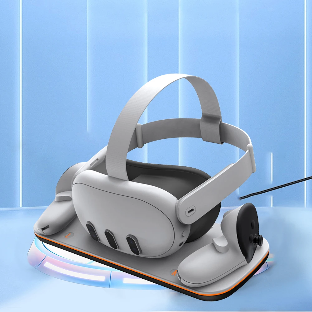 VR Headset Controller Charging Dock Wireless Charging Adapter with LED Indicator USB-C Cable for Meta Quest 3 VR Accessories