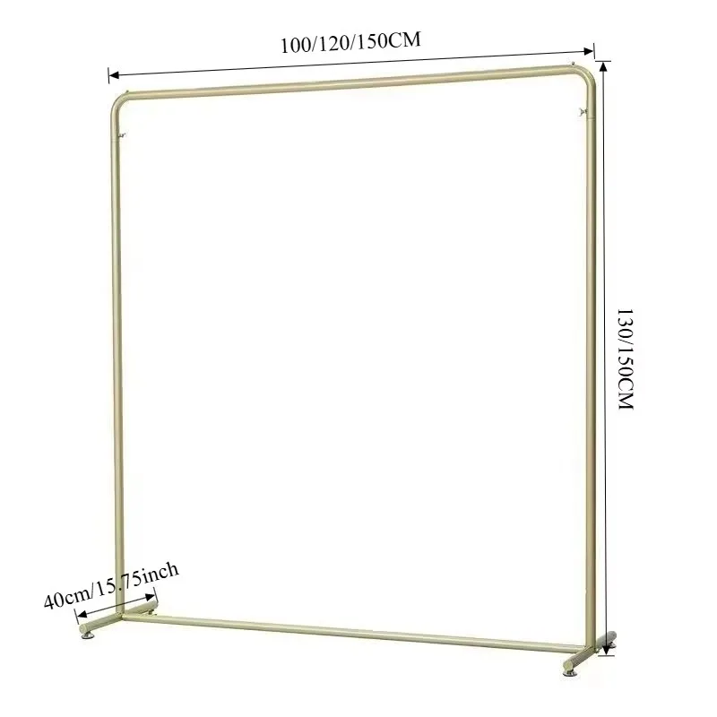 Luxury Gold Clothes Rack Iron Art Stylish Clothing Rack with 100-150CM Length for High-End Home Interior Retail Store Decoration
