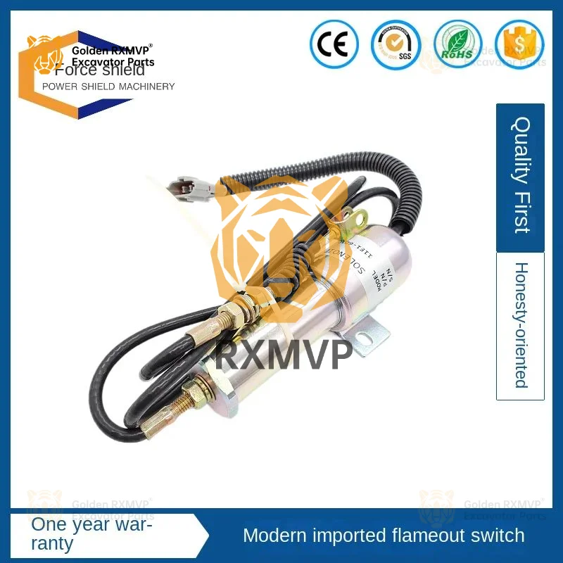 For Hyundai 210-5 215 225-7/9 Mitsubishi Engine Flame-out Switch Solenoid Valve Oil Shut-off Valve Excavator Parts