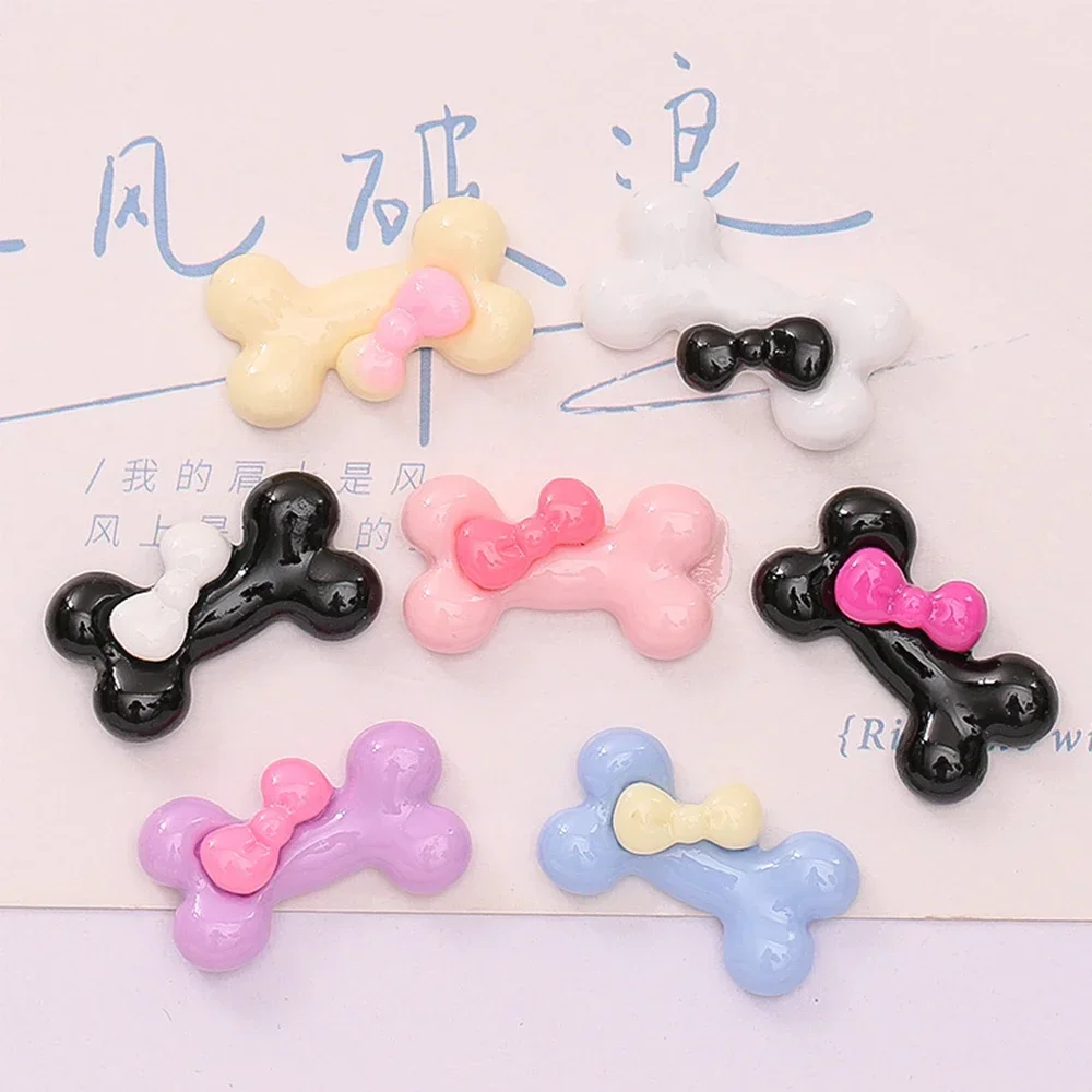 10PCS Shiny Bowknot Bone Series Resin Flat Back Cabochons For Hairpin Scrapbooking DIY Jewelry Craft Decoration Accessories