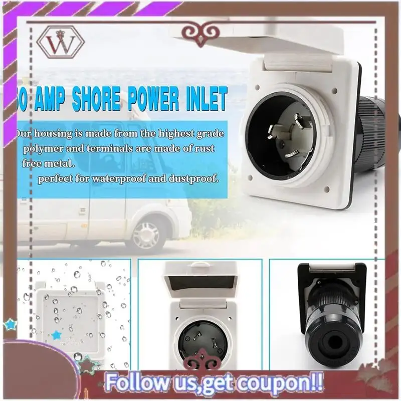 

A57E-30 Amp RV Power Inlet Receptacle, 30 Amp RV Power Cover Twist Locking Connector