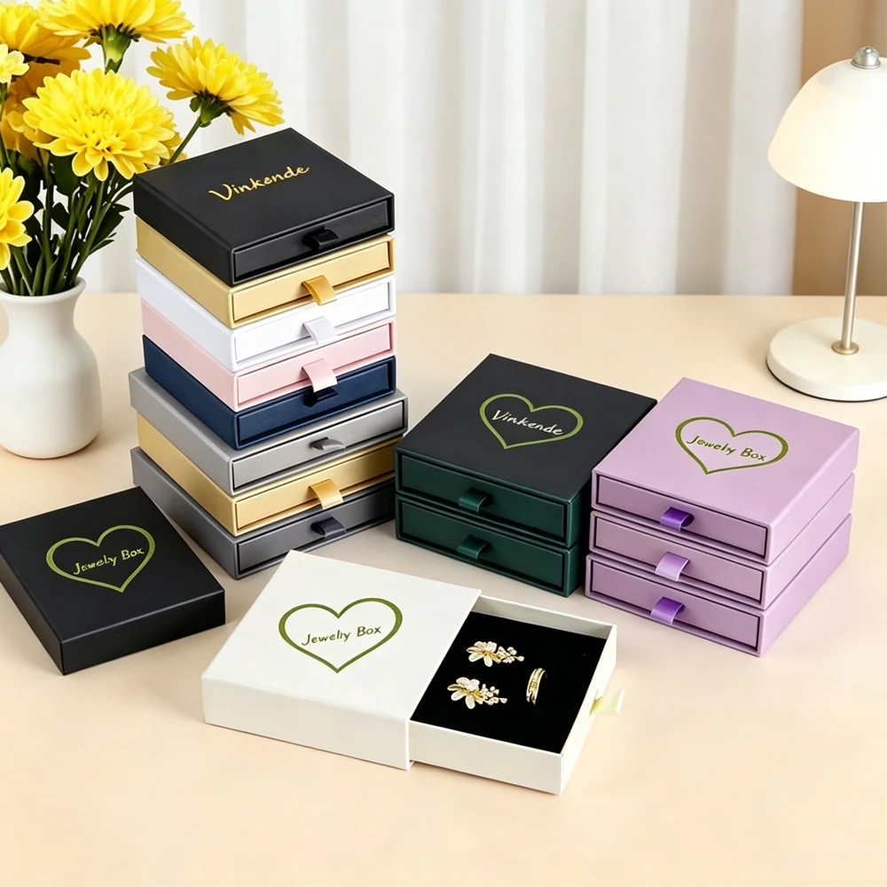 

24Pcs Drawer Sliding Jewelry Box Custom Logo Gift Packaging Boxes Earring Necklace Ring Makeup Keychain Brooch Display Organizer