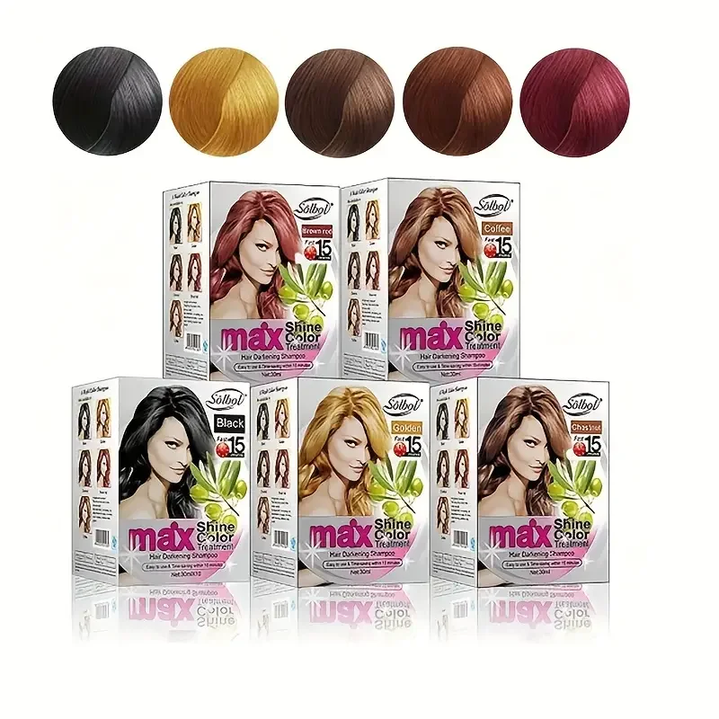 

30ml*10pcs Natural Black Hair Dye Shampoo Herbal Ingredients Semi-Permanent Hair Color Cream for Women and Men