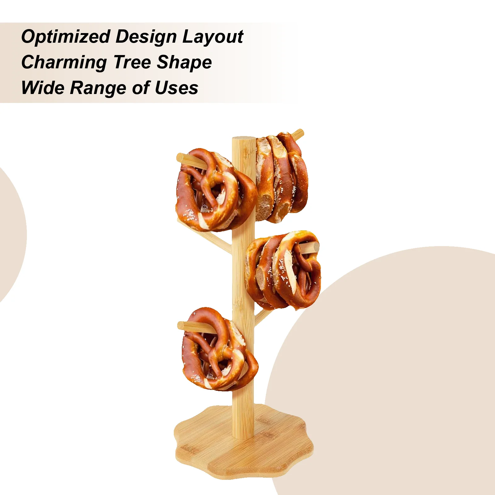 

Pretzel Holder Wooden Sausage Stands Tree Shape Countertop Donut Organizer for Kitchens Restaurants Cafes Decorative Cup Holders