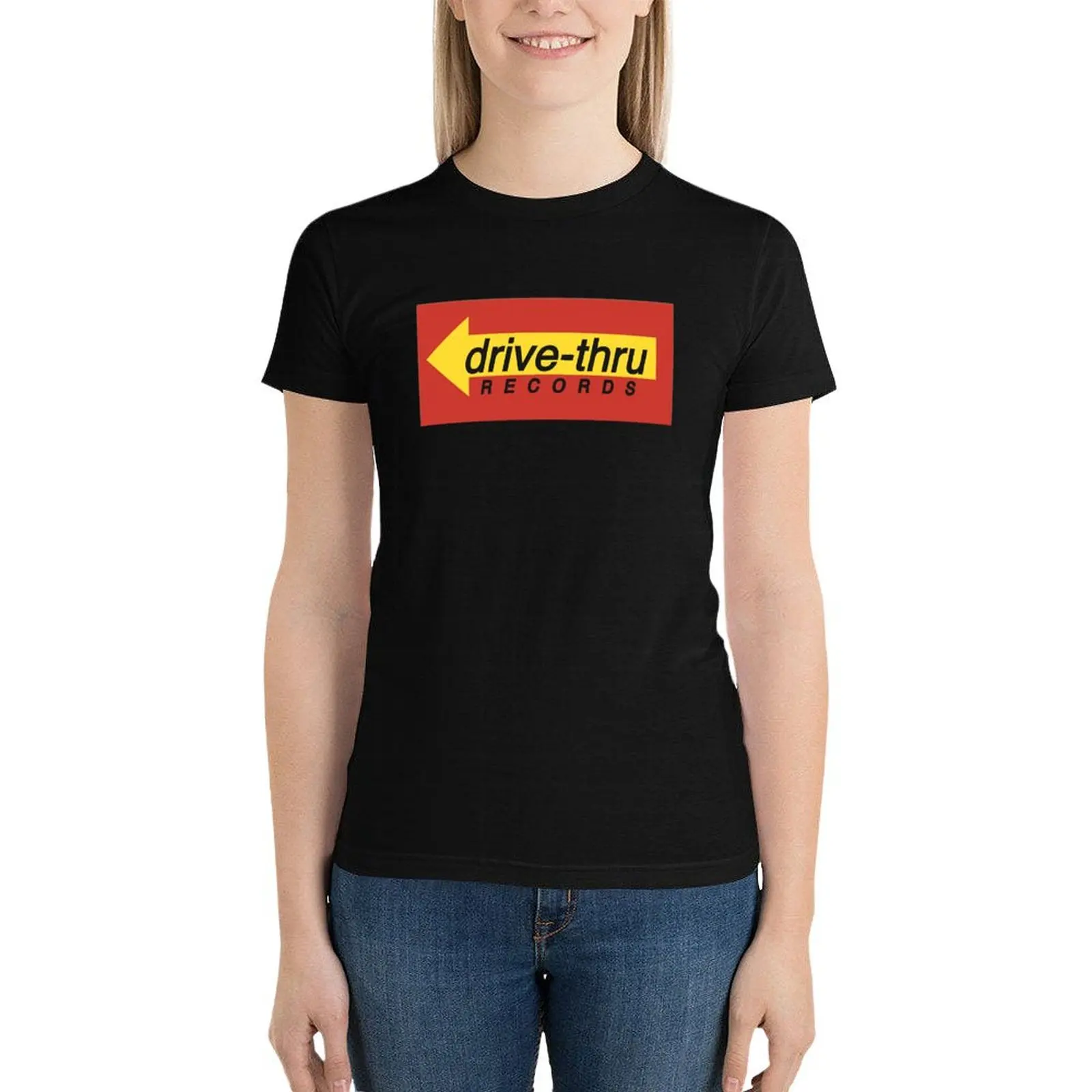 Drive-Thru Records Logo T-Shirt plain vintage cropped t shirts for Women