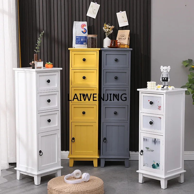 

LY Multifunctional crevice small simple bedside cabinet solid wood floor storage cabinet with door