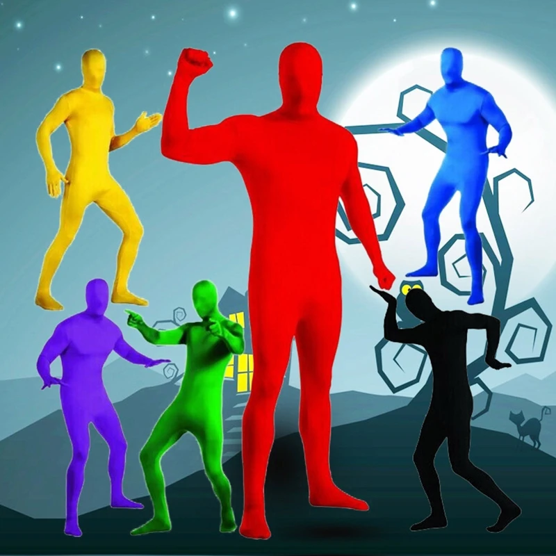 Elastan rajstopy garnitur pełny kombinezon dorosłych Unisex rajstopy garnitur kostium rozciągliwy znikający człowiek body Halloween Cosplay DXAA