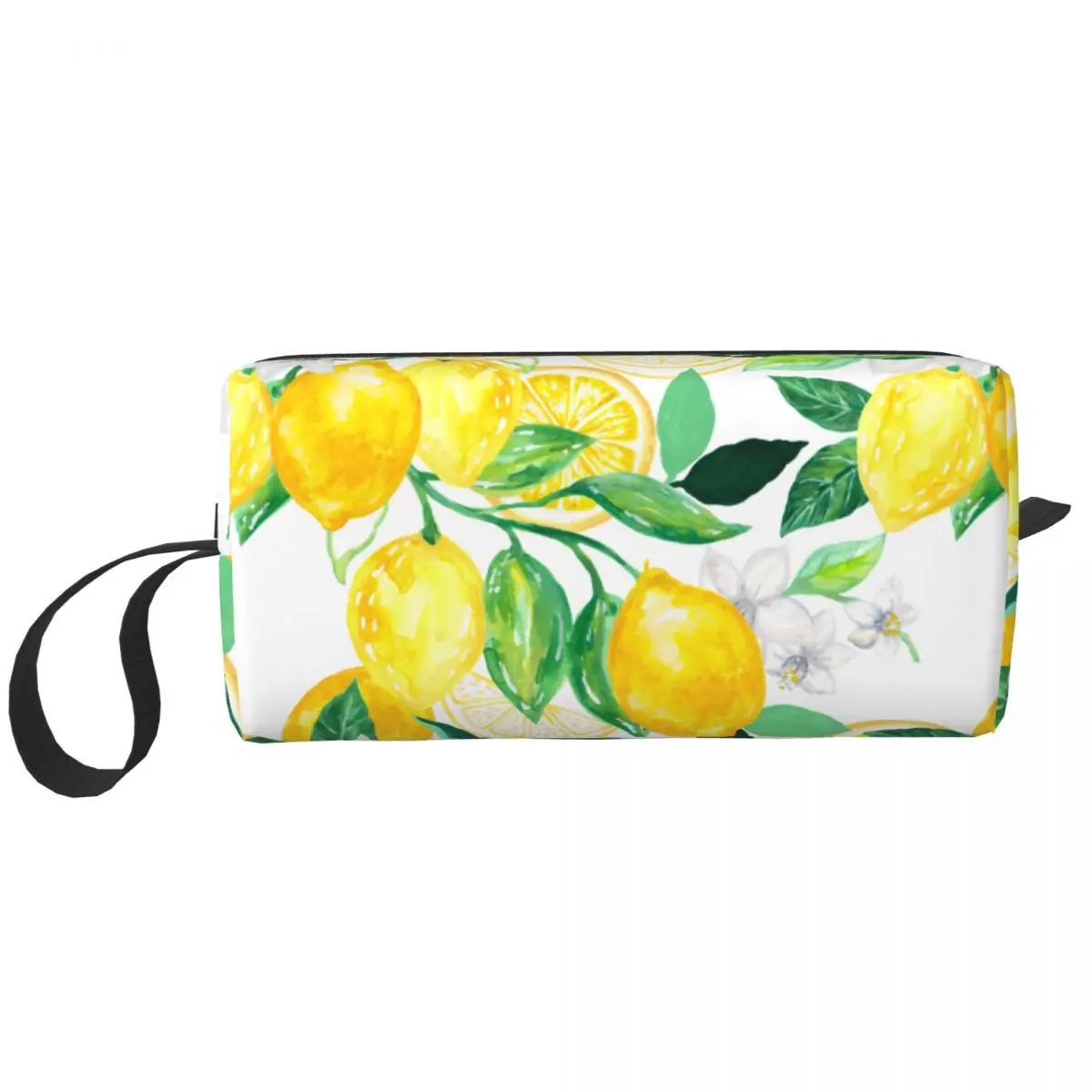 Custom Citrus Lemons Tree Foliage Blossom And Leaf Travel Cosmetic Bag Toiletry Makeup Organizer Lady Beauty Storage Dopp Kit