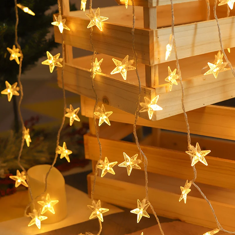 Star LED String Lights para festa, atmosfera interior, decoração de natal, luzes da bateria do quarto, ao ar livre, impermeável, festival, 2023