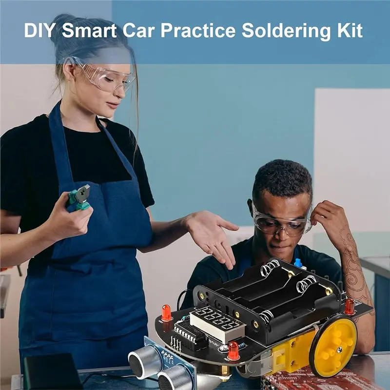 Kit de Prática de Soldagem B78B-DIY, Carro Robô Inteligente, Carro Pequeno Robô, Medidor de Distância Ultrassônico, Carrinho Inteligente