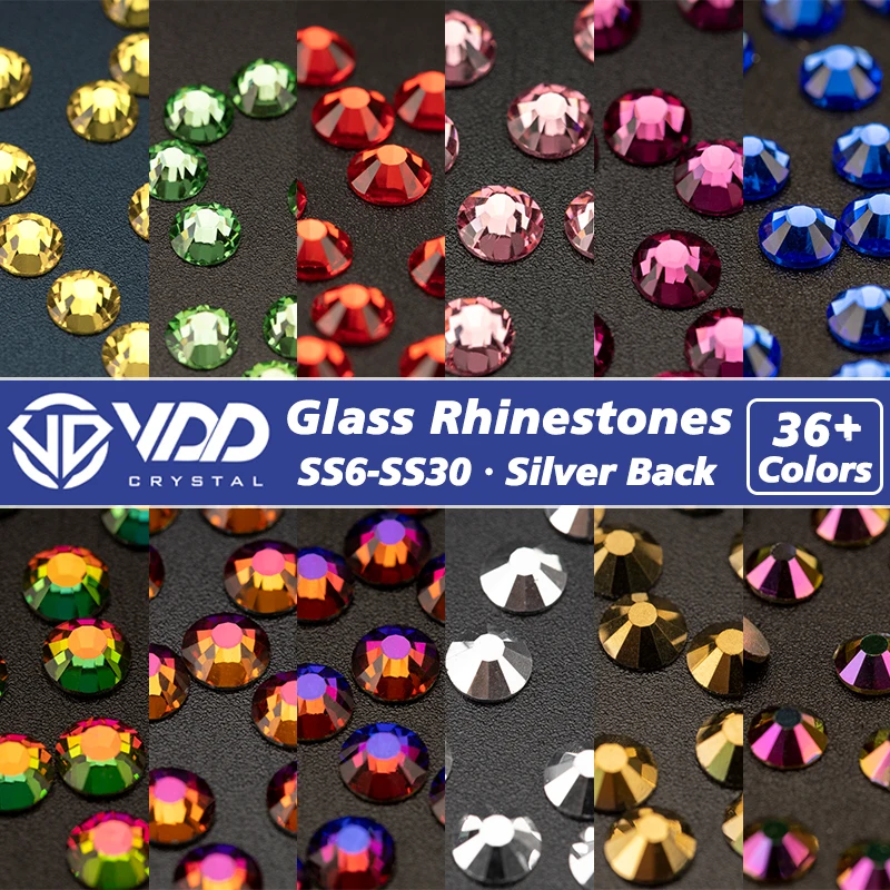 VDD SS6-SS30 wysokiej jakości szklany kryształ bez hotfix dżetów Flatback brokat Strass kamienie do zdobienia paznokci DIY rzemiosło dekoracyjne