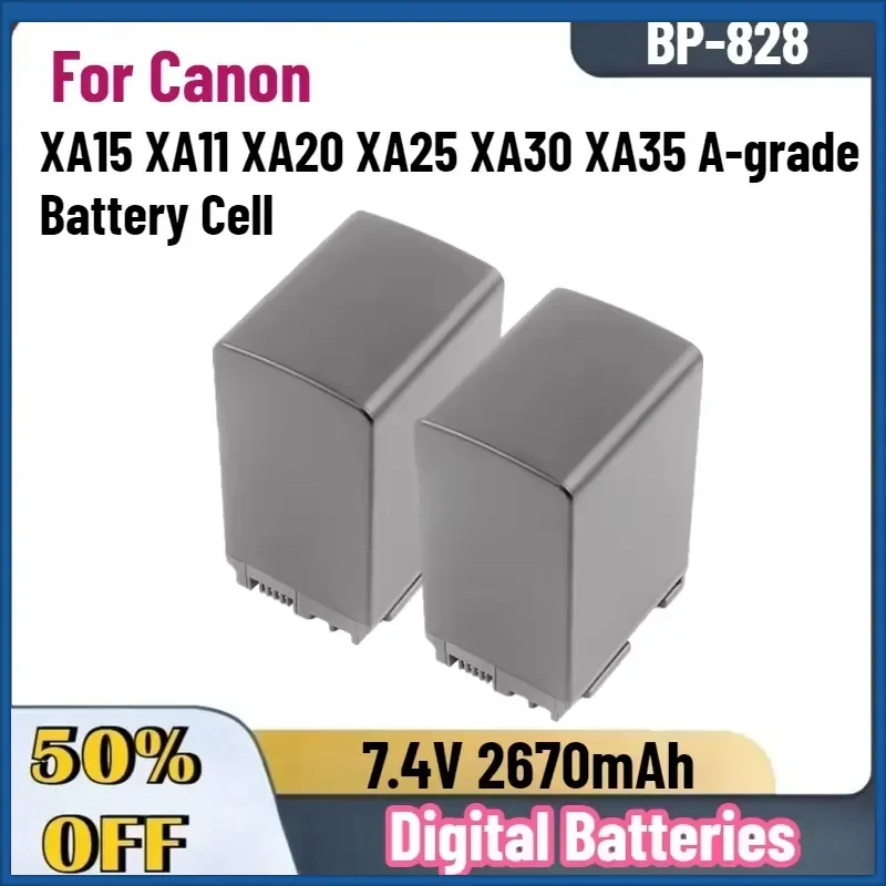 New High-Performance 7.4V 2670mAh BP-828 BP820 Lithium Battery for Canon XA15 XA11 XA20 XA25 XA30 XA35 A-grade Battery Cell