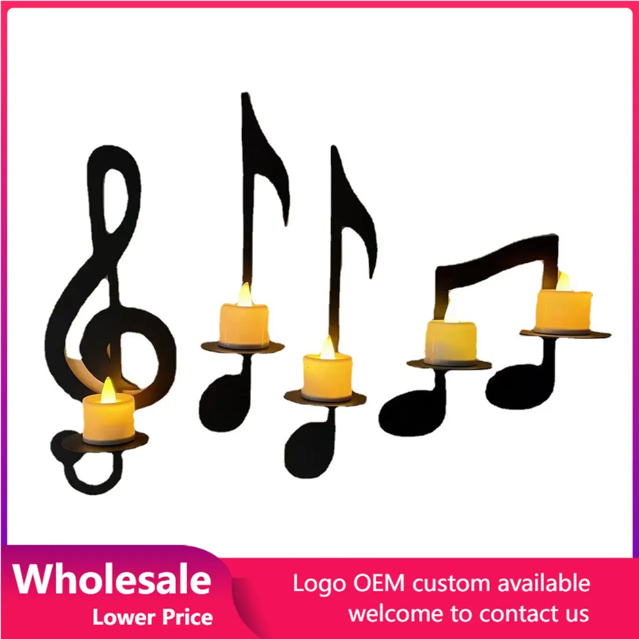

Candle Holder Iron Art Nordic Music Symbol Shape Candlelight Holder Wall-mounted Decor Tea Light Holder Wall Decoration