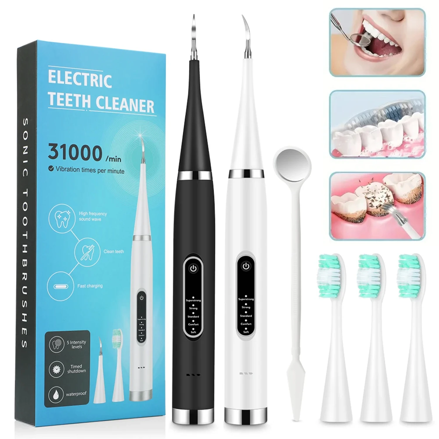 

Dental Scaler Ultrasonic Scaler Tooth Cleaner Dental Stone Removal Sonic Plaque Remover Teeth Stain Tartar