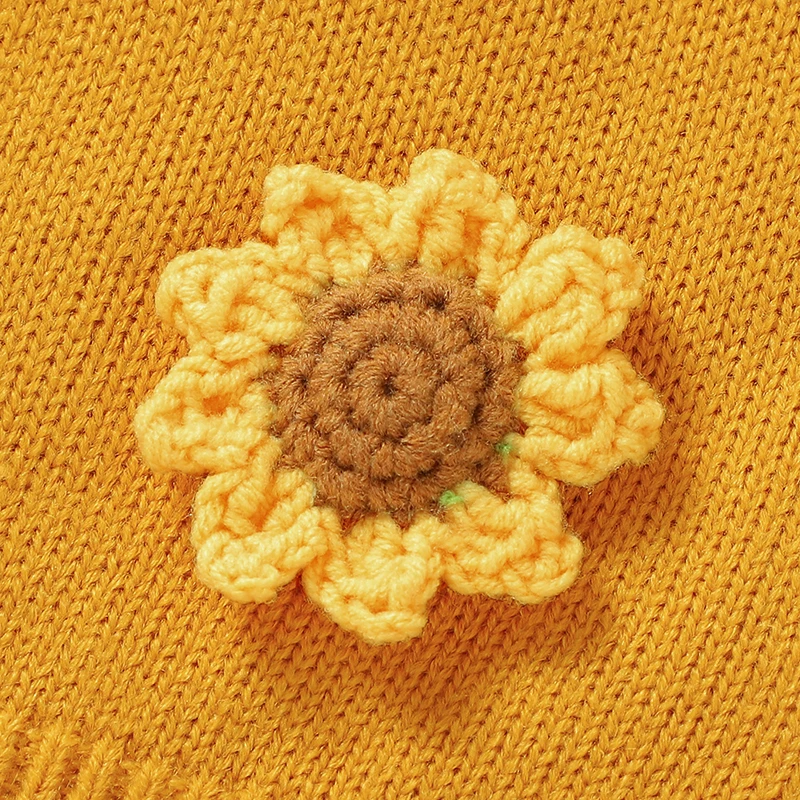 Maglioni per bambini moda carino girasole lavorato a maglia per bambini vestiti per bambini manica lunga Cardigan per neonata autunno top capispalla