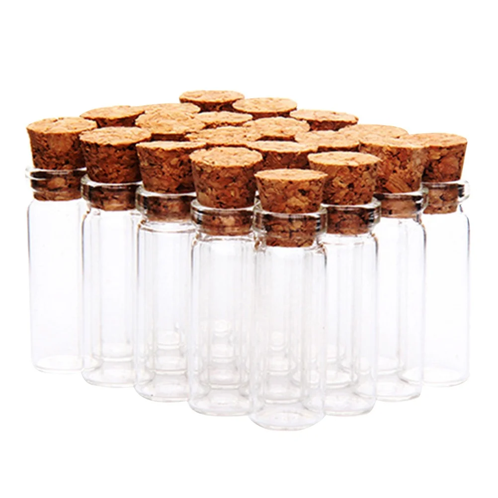 

24pcs Glass Bottles Transparent Mini Wish Jars Corked Drift Bottles 55Ml Tea Packaging Containers Diy Decor Fillers For Home